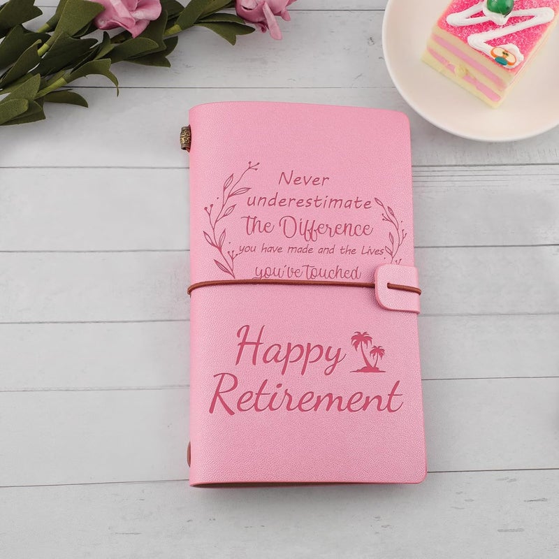 PRSTENLY Retirement Gift for Woman, Retirement Gifts for Women Teacher Friends Nurse Boss, Retired Going Away Goodbye Leaving Farewell Gifts for Coworkers- Happy Retirement Leather Journal - Image 2